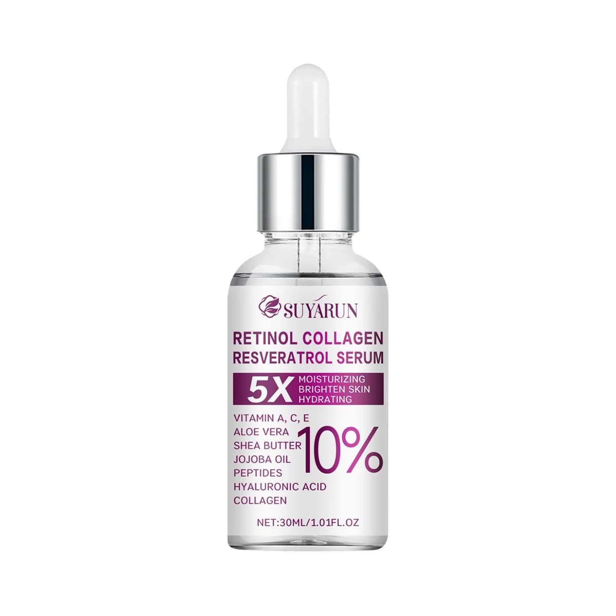 Retinol and resveratrol brightening facial serum bottle — image 8