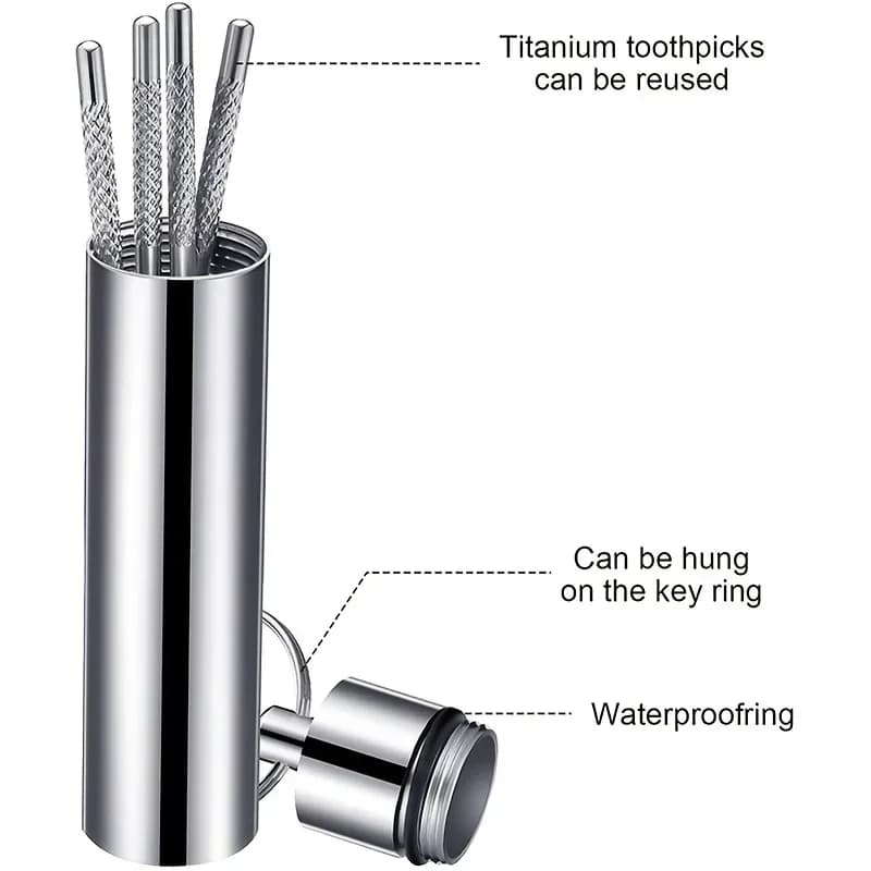 Reusable stainless steel toothpick set with portable case — image 4