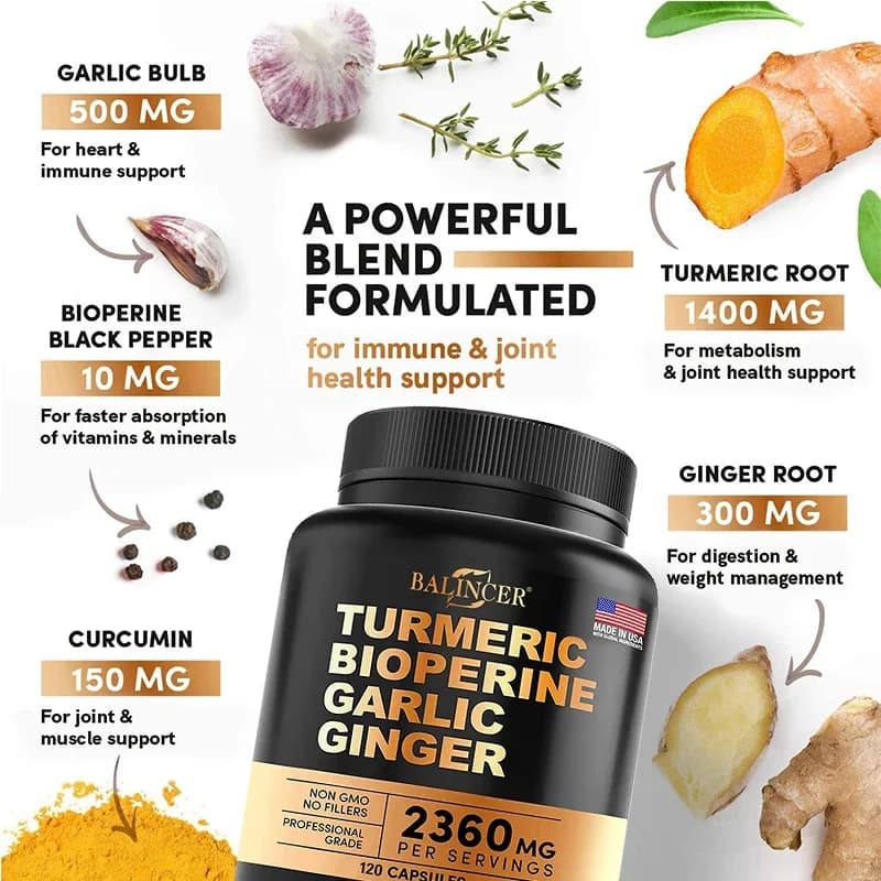 turmeric curcumin capsules with black pepper — image 2