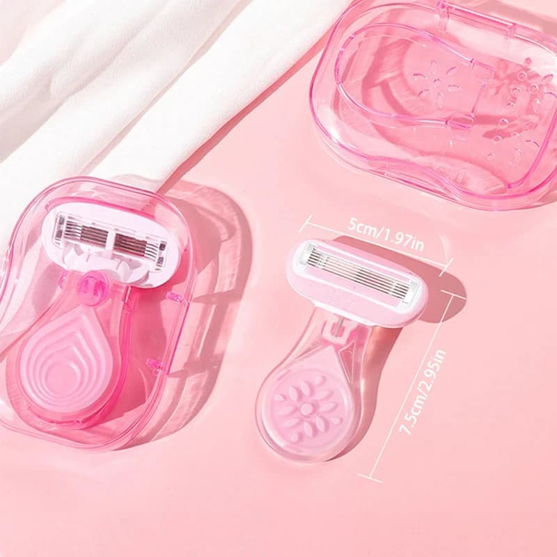 portable women's travel razor with protective net blade — image 5
