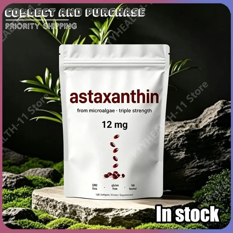 Astaxanthin 12 mg Softgels – Plant‑Based Microalgae Oil, 120 Count