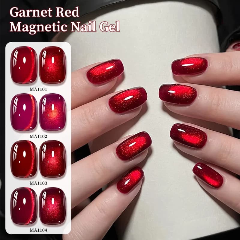 garnet red magnetic gel nail polish bottle — image 3