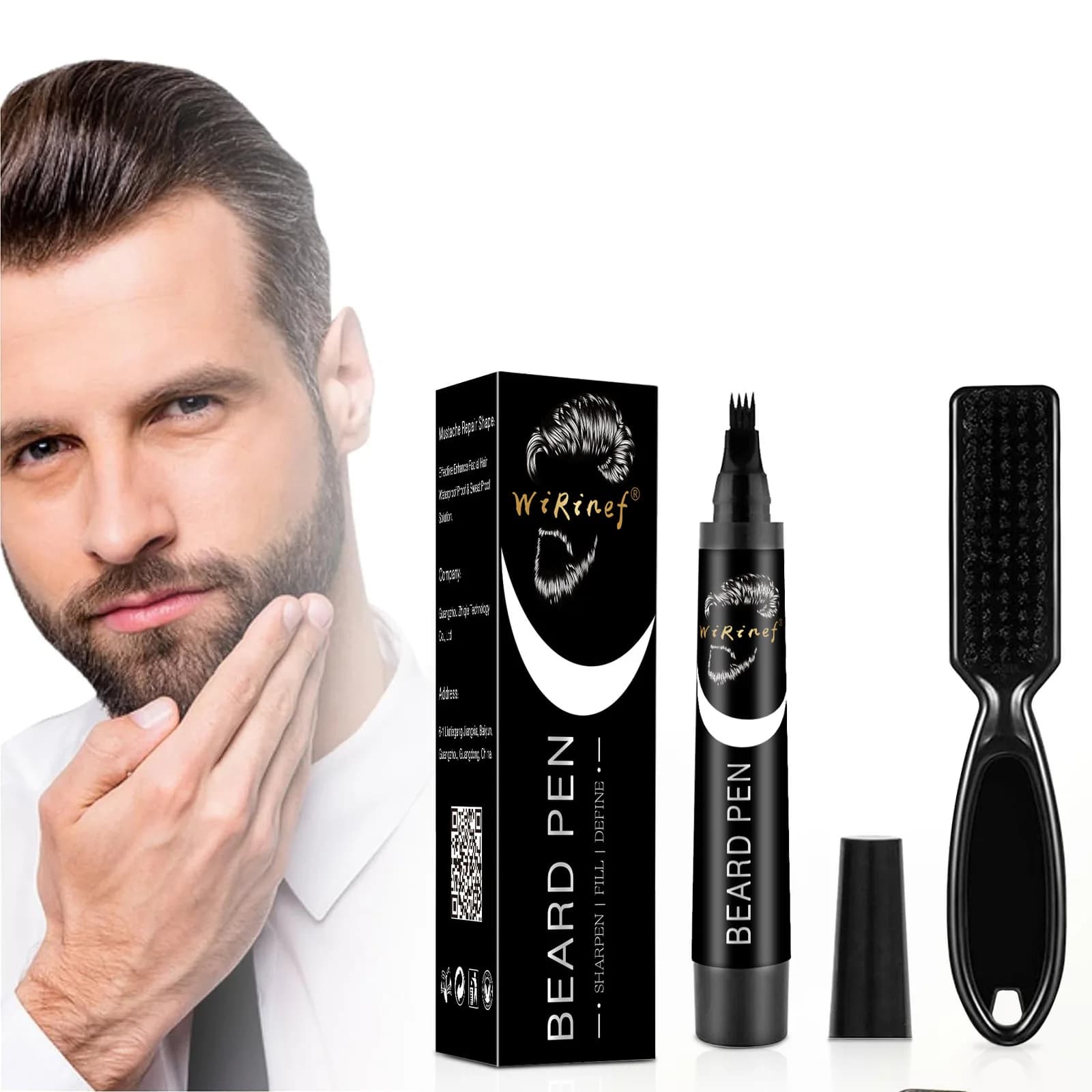 black beard styling pen with brush — image 1