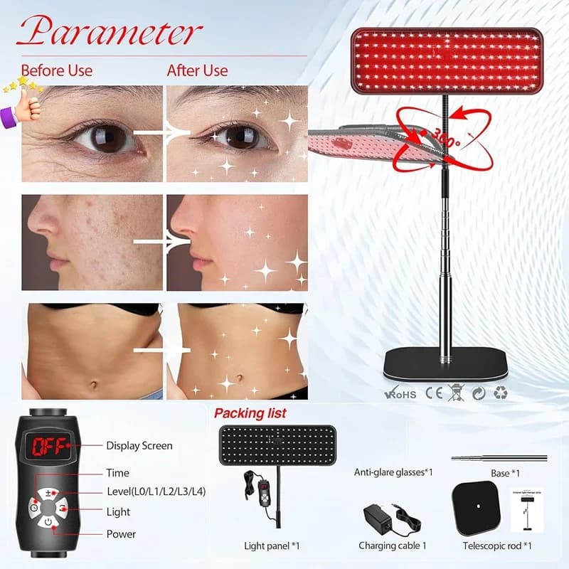 LED red light therapy panel with stand — image 4