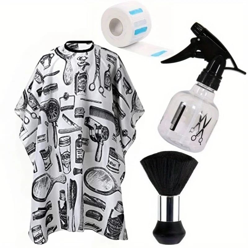 waterproof barber hair cutting cape with neck duster — image 8
