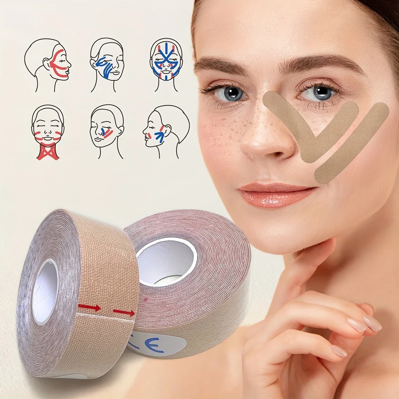 Reusable elastic face lift tape for jawline and neck — image 3