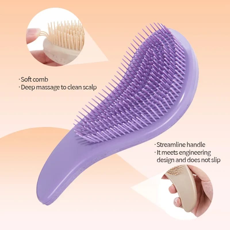 soft wheat straw detangling hairbrush with scalp massager — image 3