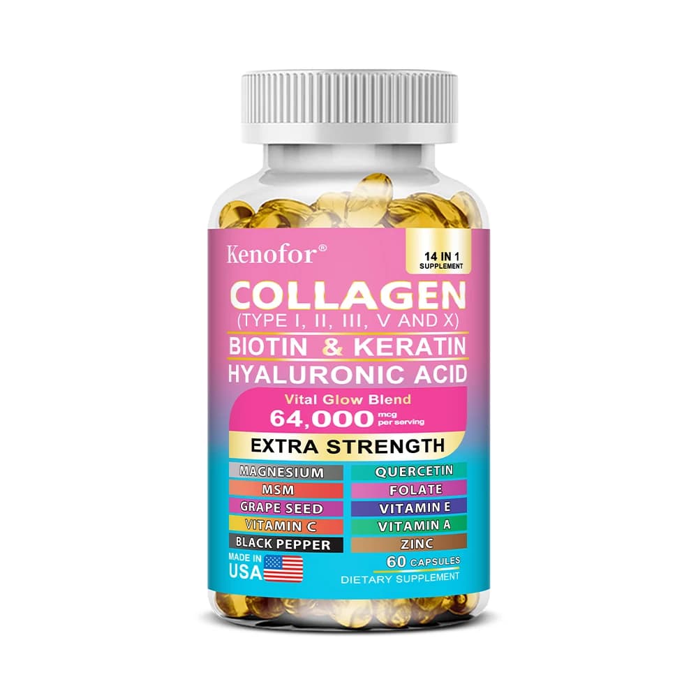 bottles of collagen capsules with biotin and keratin — image 8