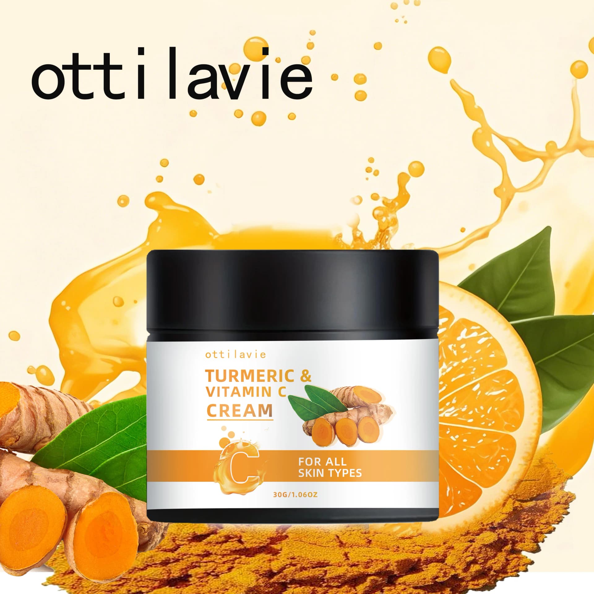 Turmeric and vitamin C facial cream tube — image 1