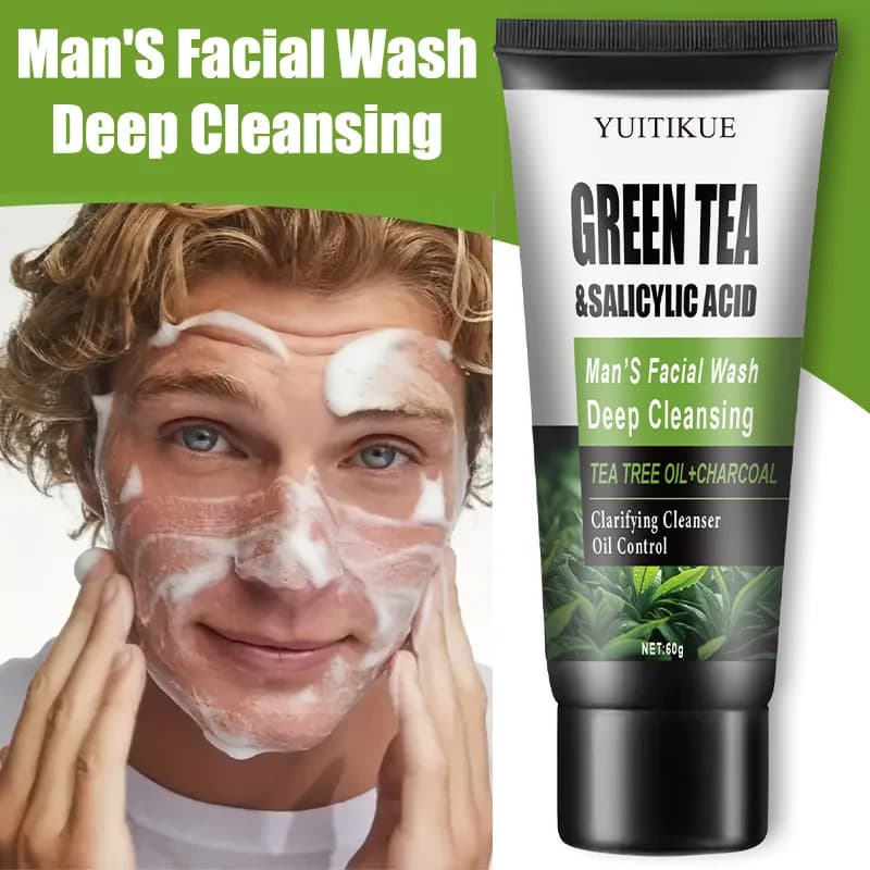 YUITIKUE men's facial wash green tea and salicylic acid — image 4