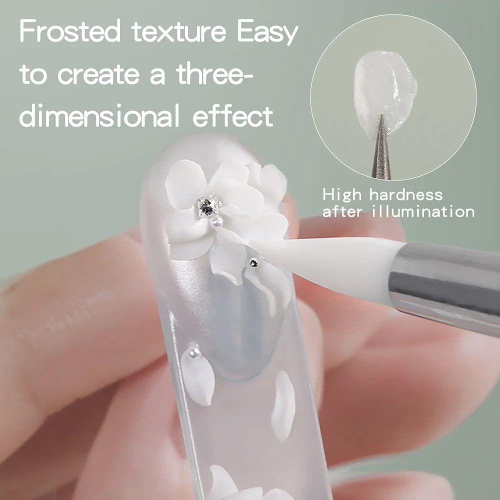 Pearl white satin 3D flower carving gel tube — image 6