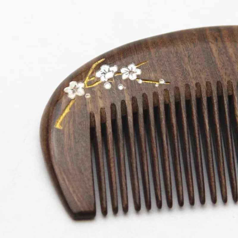 gold natural sandalwood hair comb — image 4