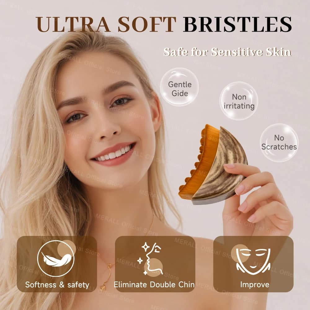 Facial brush and contoured gua sha set in travel box — image 4
