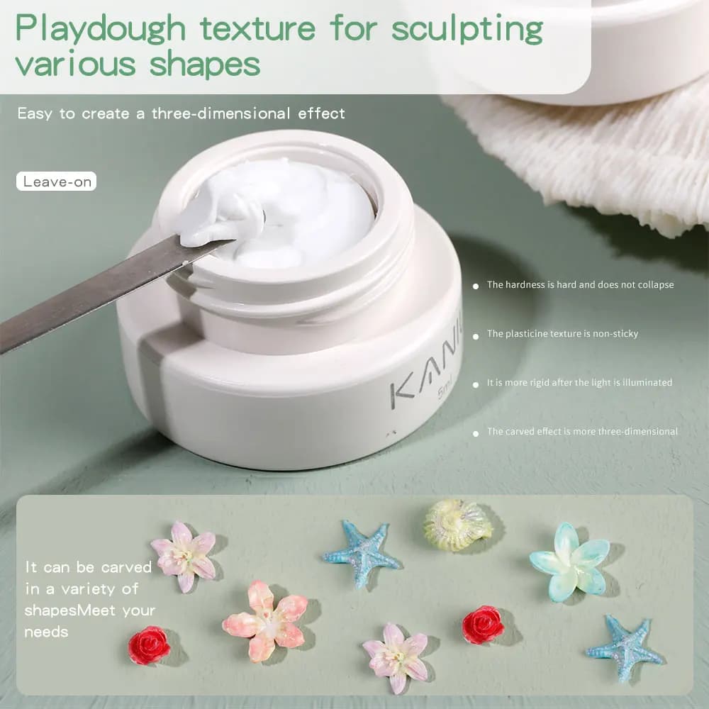 Pearl white satin 3D flower carving gel tube — image 2
