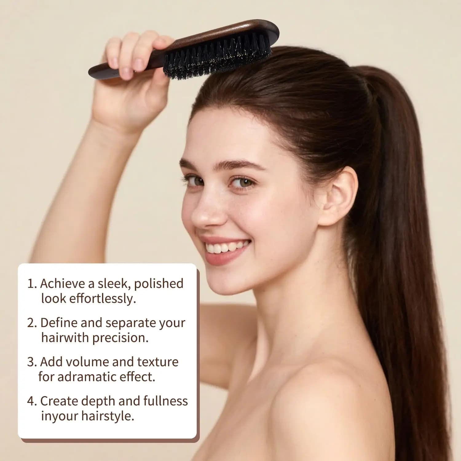 fragrance-free boar bristle hair brush — image 2