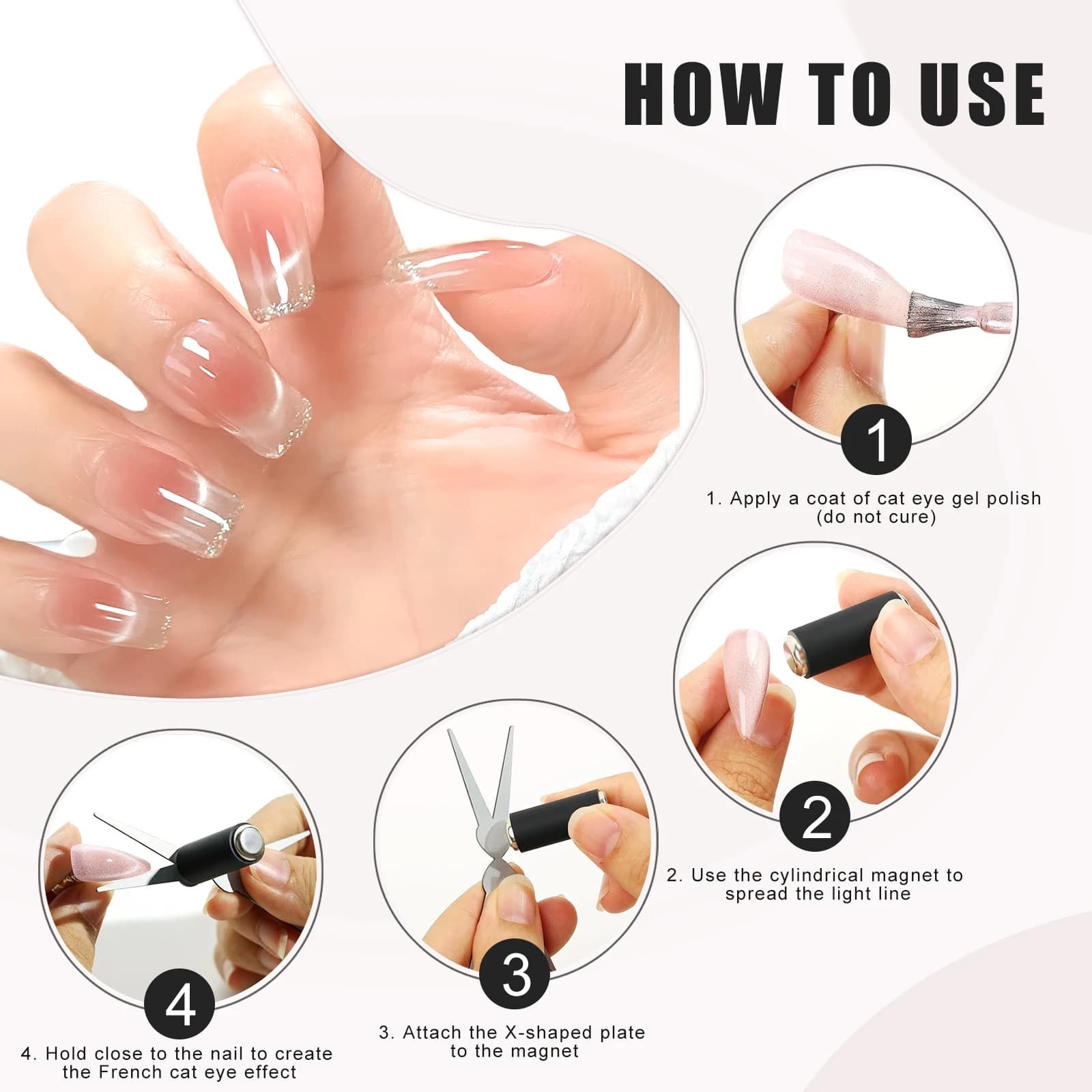 double-head French nail art magnet set — image 4