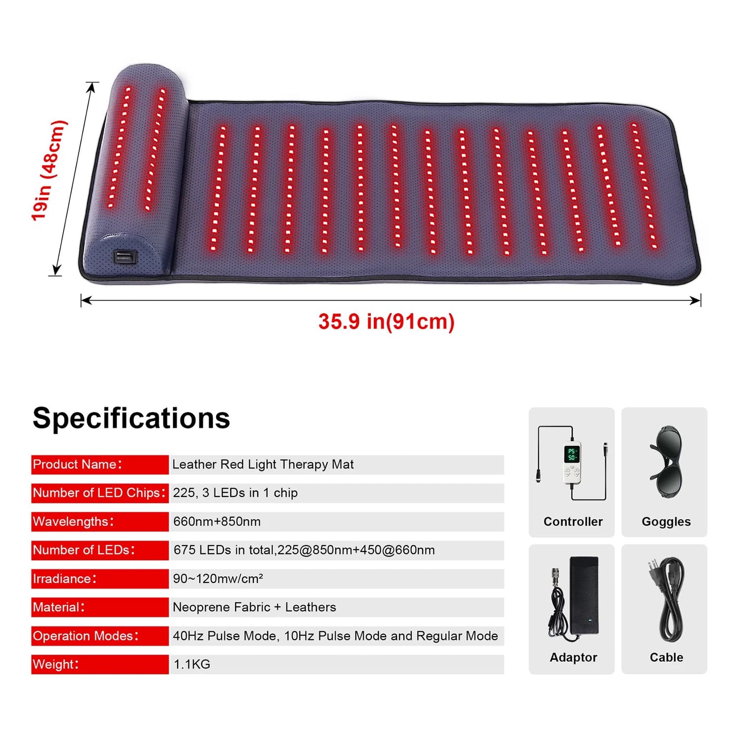 Red light therapy mat with far infrared heat and neck support — image 6