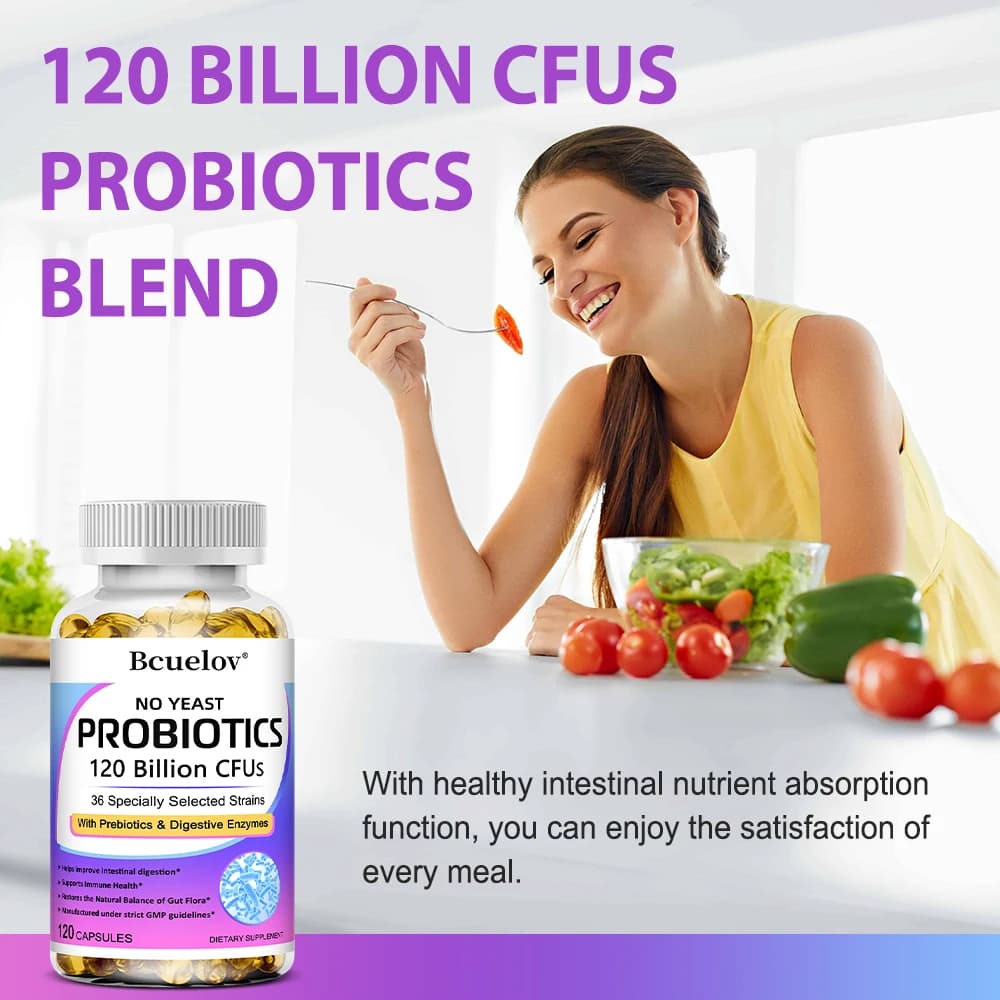 bottle of probiotic capsules with prebiotics and enzymes — image 5