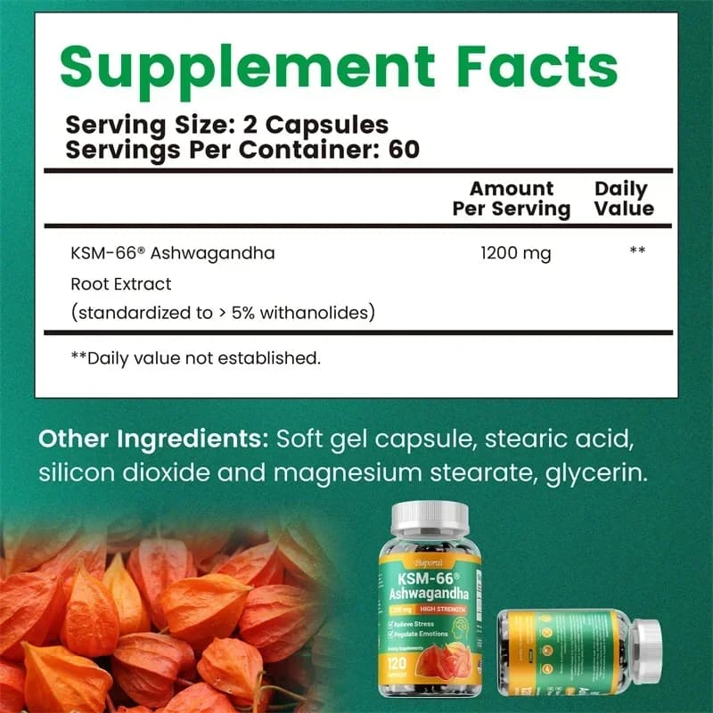 Ashwagandha extract capsules in a bottle — image 2