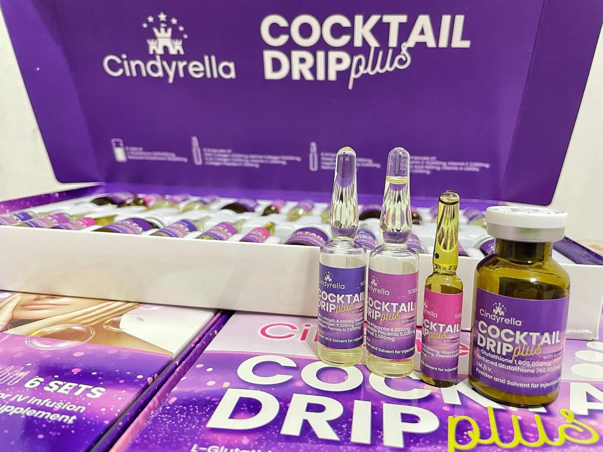 Cindyrella Cocktail Drip with Sublock (6 Sets) | L-Glutathione, Collagen, Vitamin C & Placenta Complex — image 4