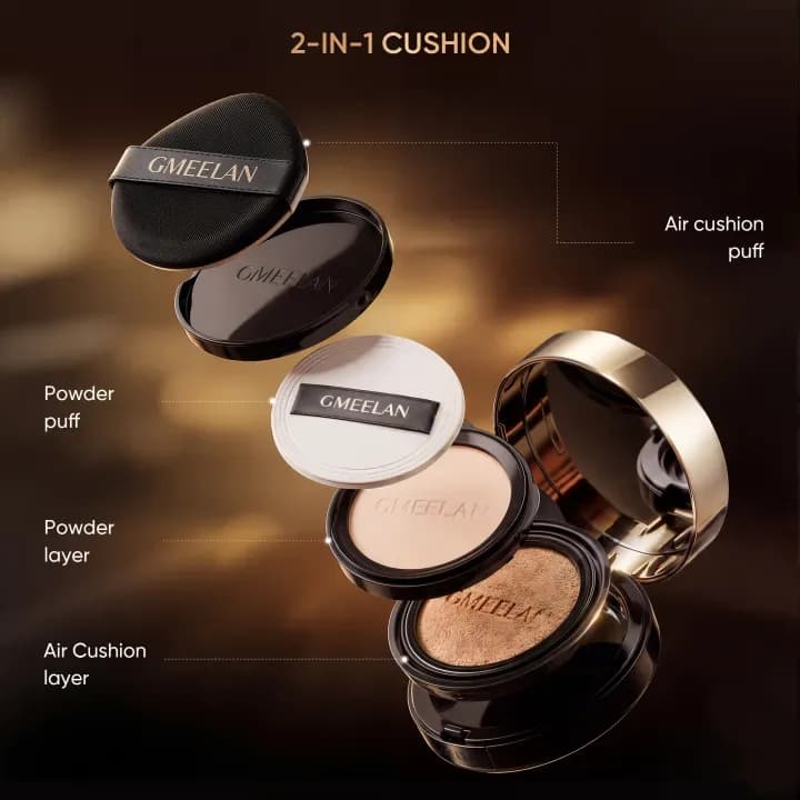 GMEELAN Air Cushion Foundation & Setting Powder Duo | Full Coverage Makeup | Oil Control | Funmento — image 4