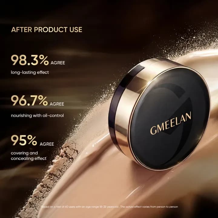 GMEELAN Air Cushion Foundation & Setting Powder Duo | Full Coverage Makeup | Oil Control | Funmento — image 2