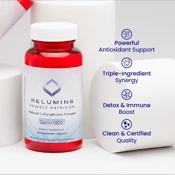 Relumins Gluta 1000 Reduced L-Glutathione Complex with ALA & Vitamin C | 60 Capsules — image 3