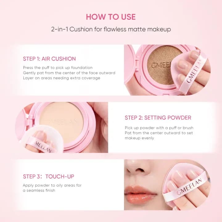 GMEELAN Glabridin High Cover 2-in-1 Cushion Foundation | Matte Full Coverage | Funmento — image 7