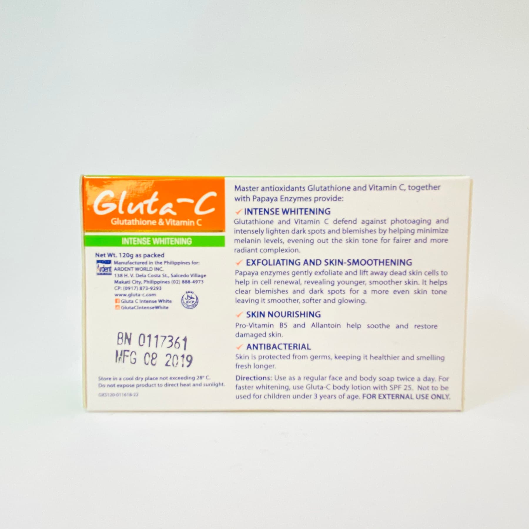 GLUTA-C GLUTATHIONE &amp; VITAMINC SOAP (INTENSE WHITENING) 120grams — image 3