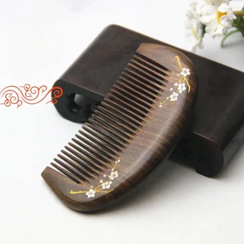 Gold Natural Sandalwood Hair Comb