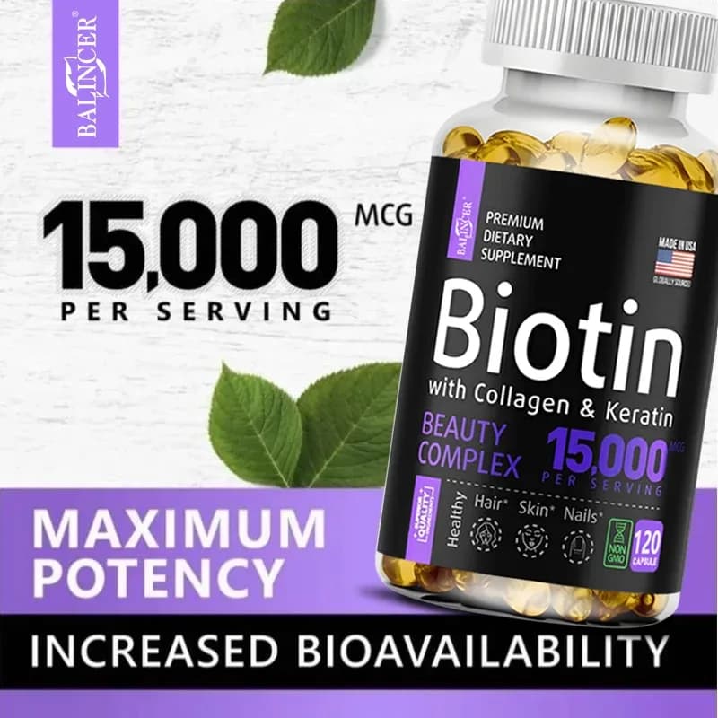 Biotin 15,000 µg with Collagen & Keratin