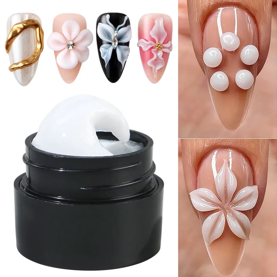 Pearl White 3D Sculpting Gel for Nail Art, 5 ml
