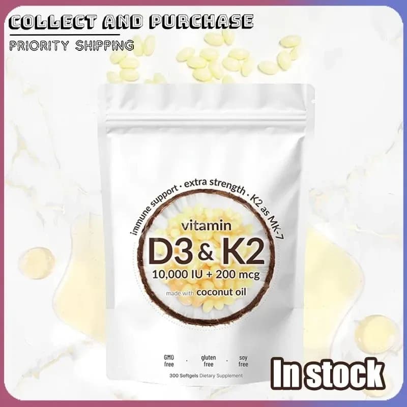 Vitamin D3 10,000 IU & K2 MK‑7 200 µg Softgels with Coconut Oil