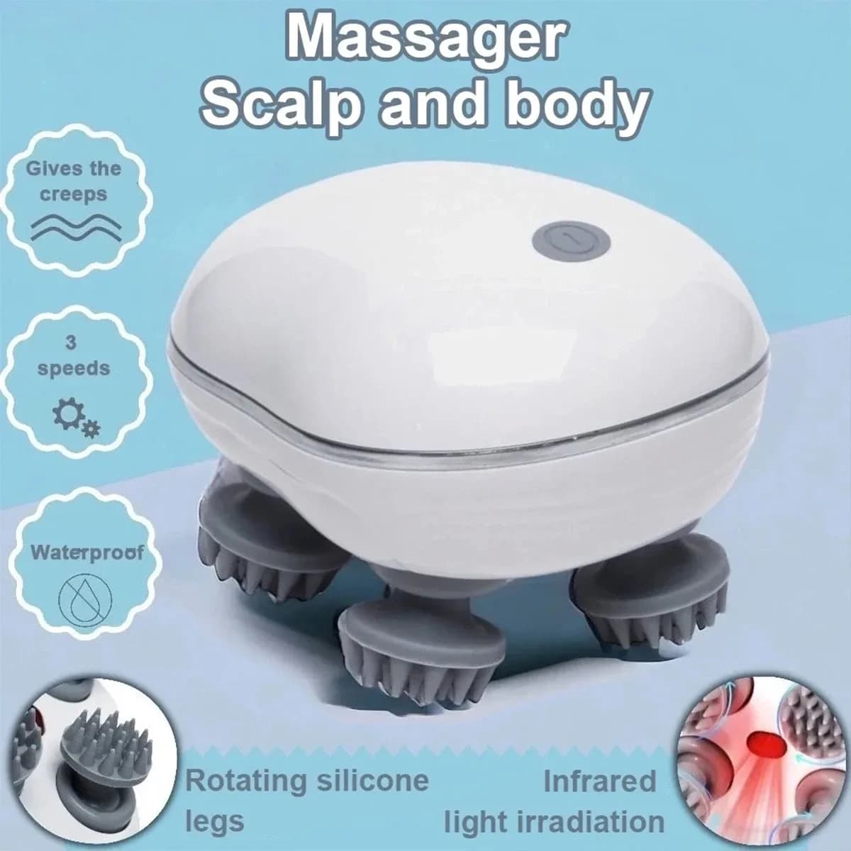 Adjustable Speed Red Light Scalp Massager