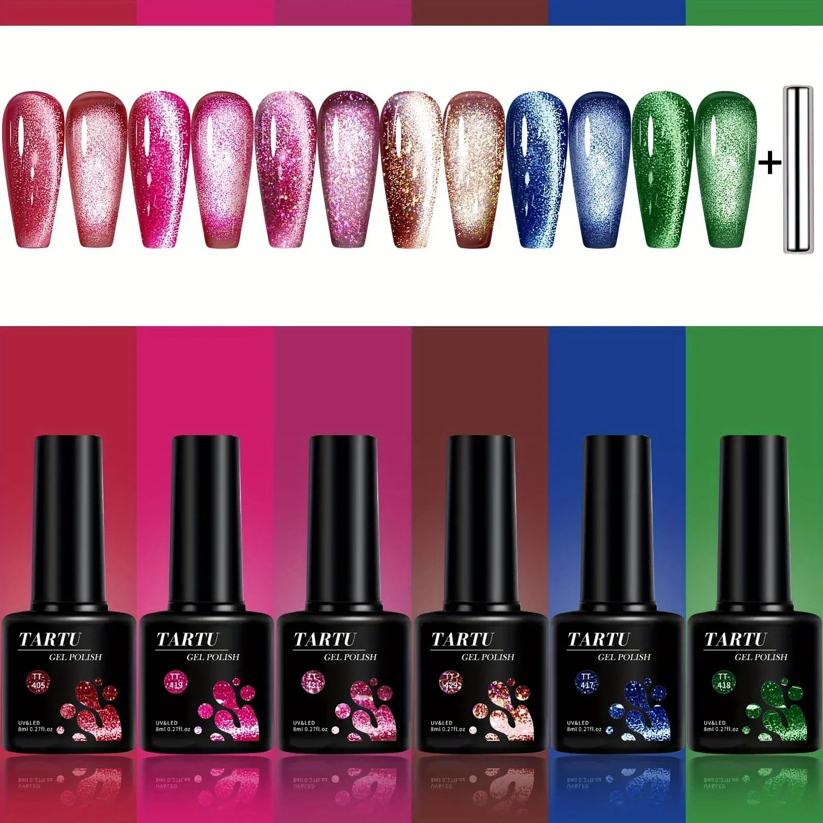 Cat Eye Gel Nail Polish Set – 6 Colors, 8ml each