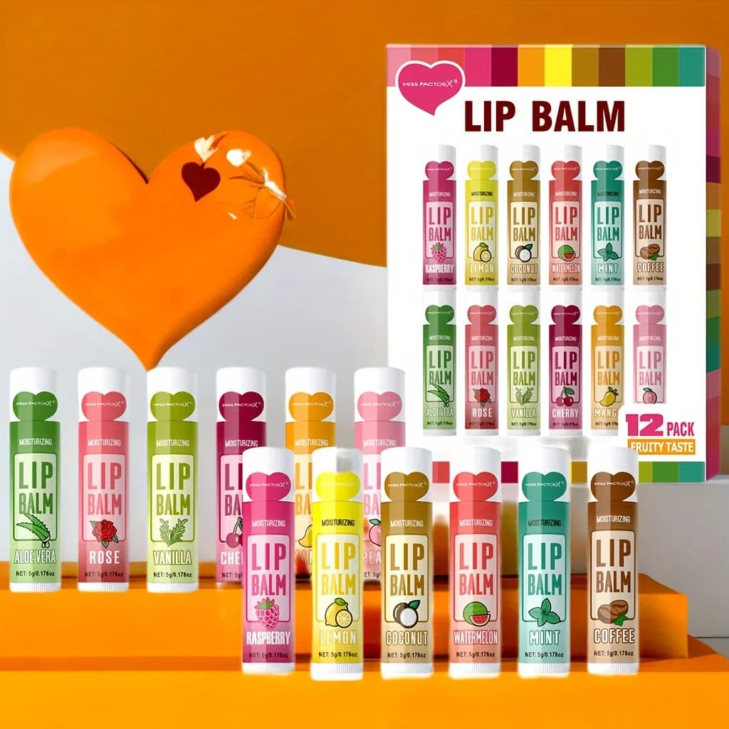 12‑Piece Lip Balm Gift Set – Deep Moisturizing, Long‑Lasting (5 g each)