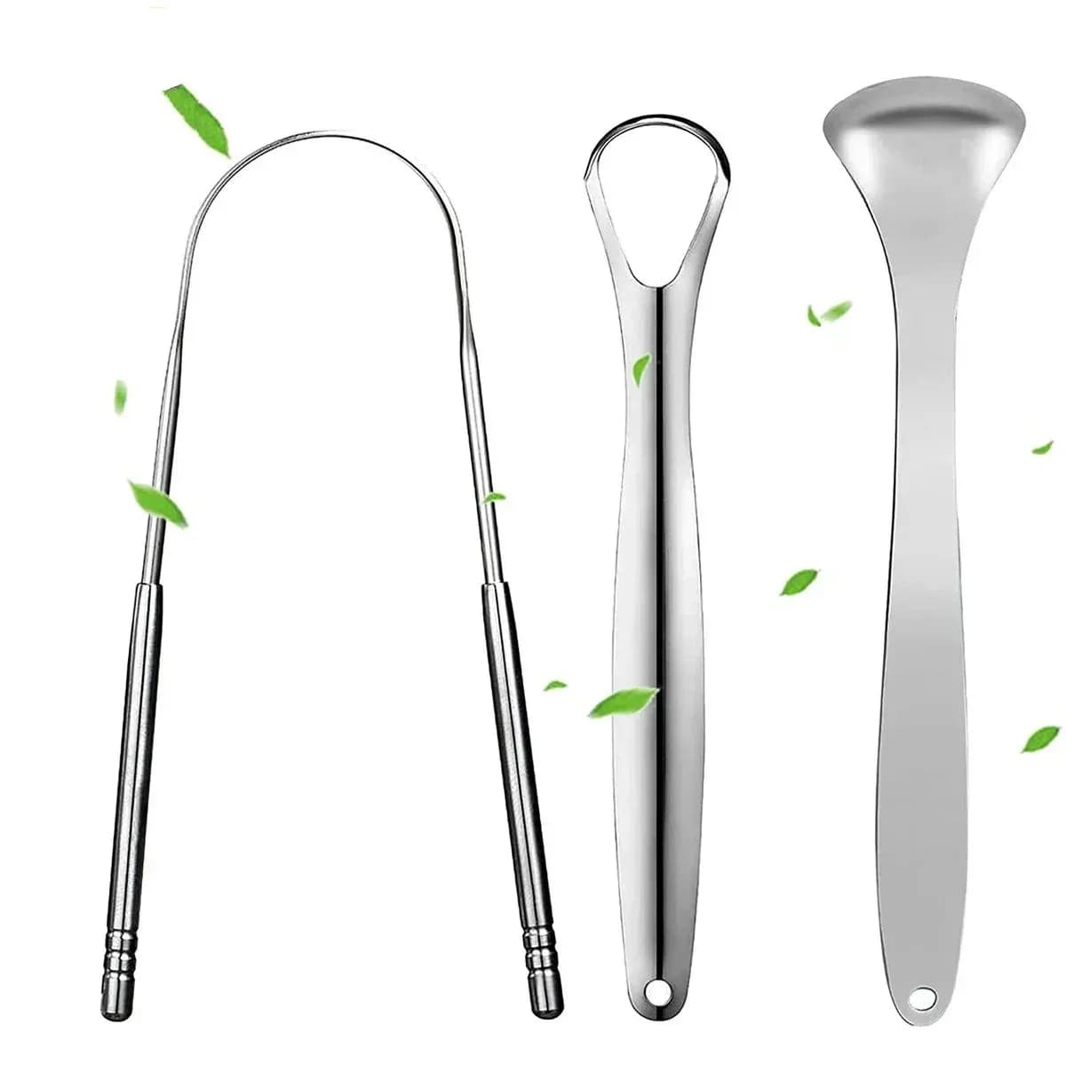 Metal Tongue Scraper – Stainless Steel, Portable, 1 or 3 Pack