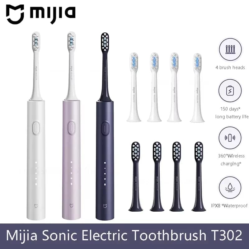 Sonic Electric Toothbrush with 4 Brush Heads, IPX8 Waterproof