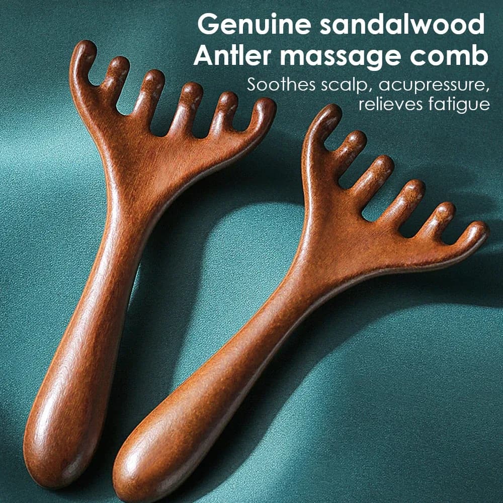 Wooden Meridian Massage Comb with 6‑Claw Anti‑Static Head