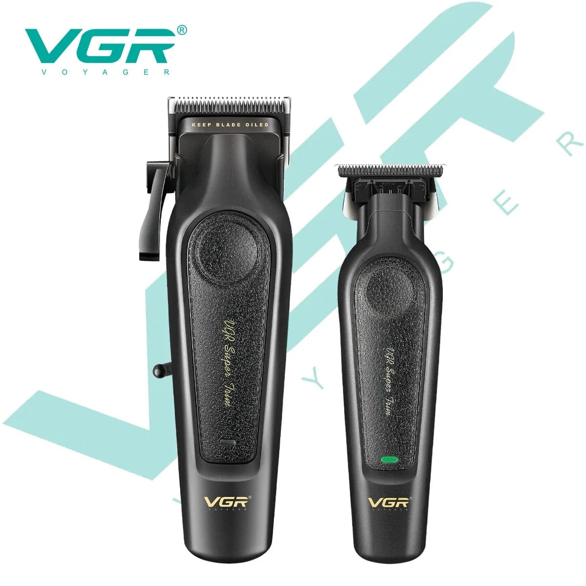 VGR High-End Hair Clipper Set with Metal Leather Body