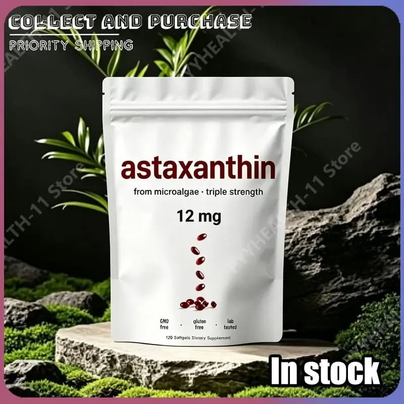 Astaxanthin 12 mg Softgels – Plant‑Based Microalgae Oil, 120 Count