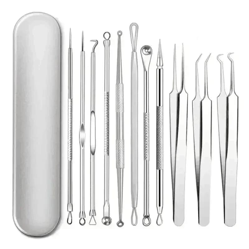 Ingrown Hair Tweezers with 11 Needle Tips for Acne & Blackhead Removal