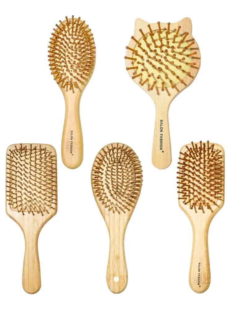 Bamboo Hair Brush with Anti‑Static Comb & Scalp Massager
