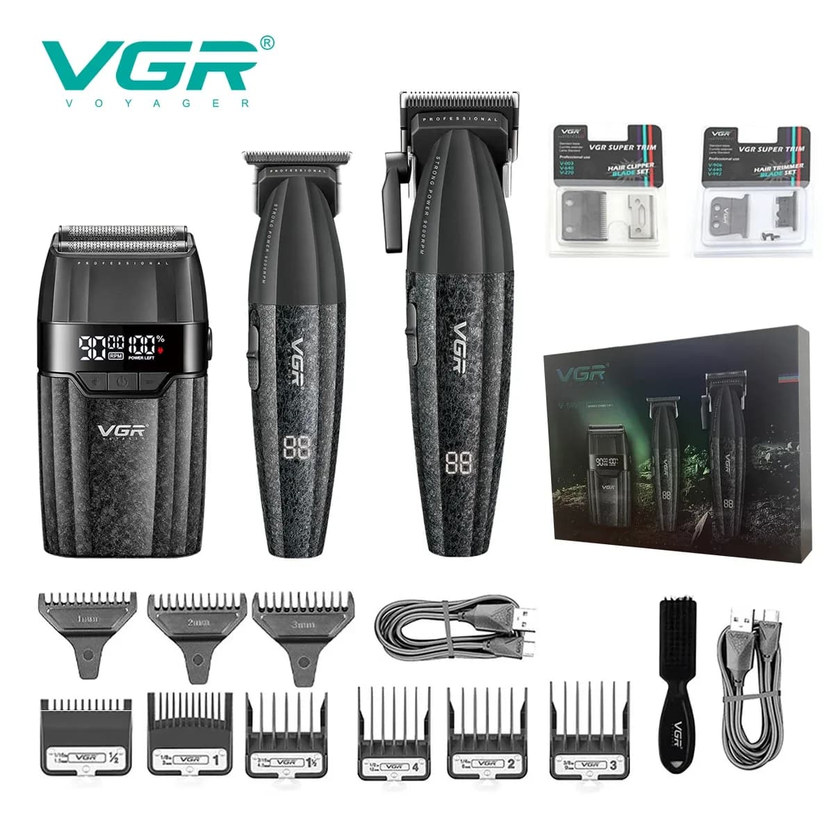VGR Hair Trimmer 9000 RPM Rechargeable