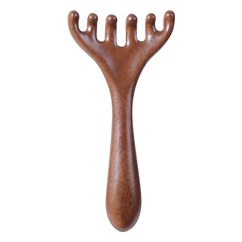 Natural Sandalwood Massage Comb with Six-Claw Head
