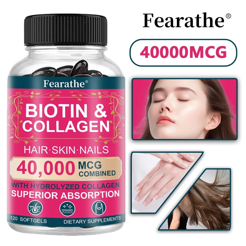 Biotin Collagen Supplement with 40,000 mcg – Supports Hair, Skin & Nails