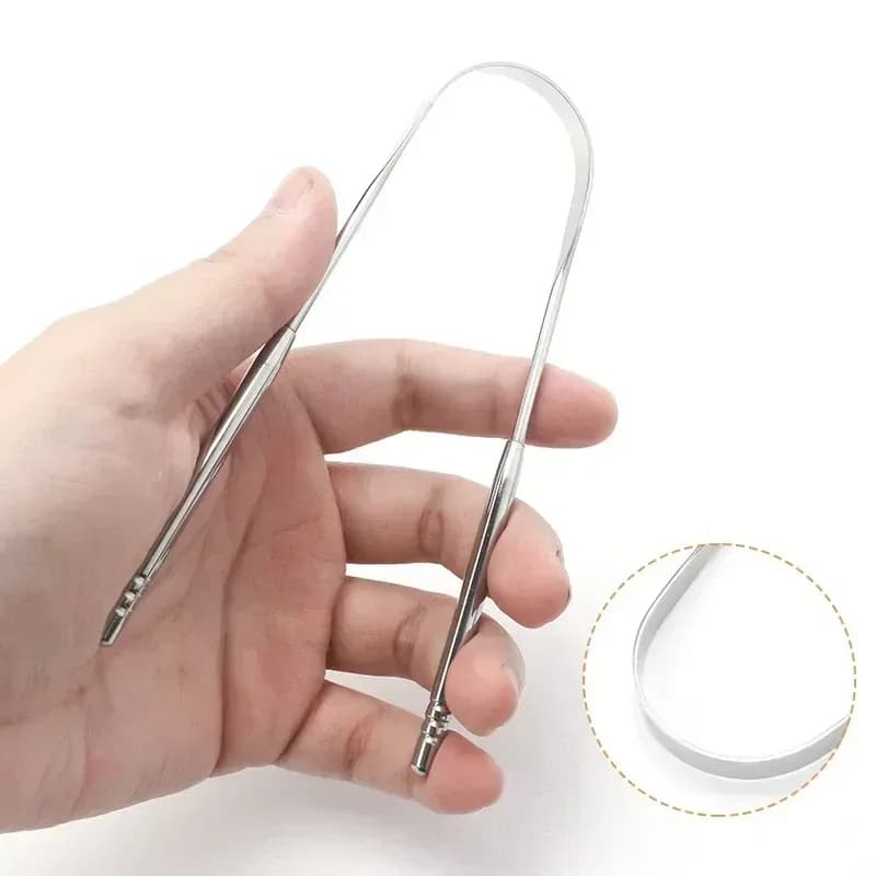 Stainless Steel Tongue Scraper with Non‑slip Handle