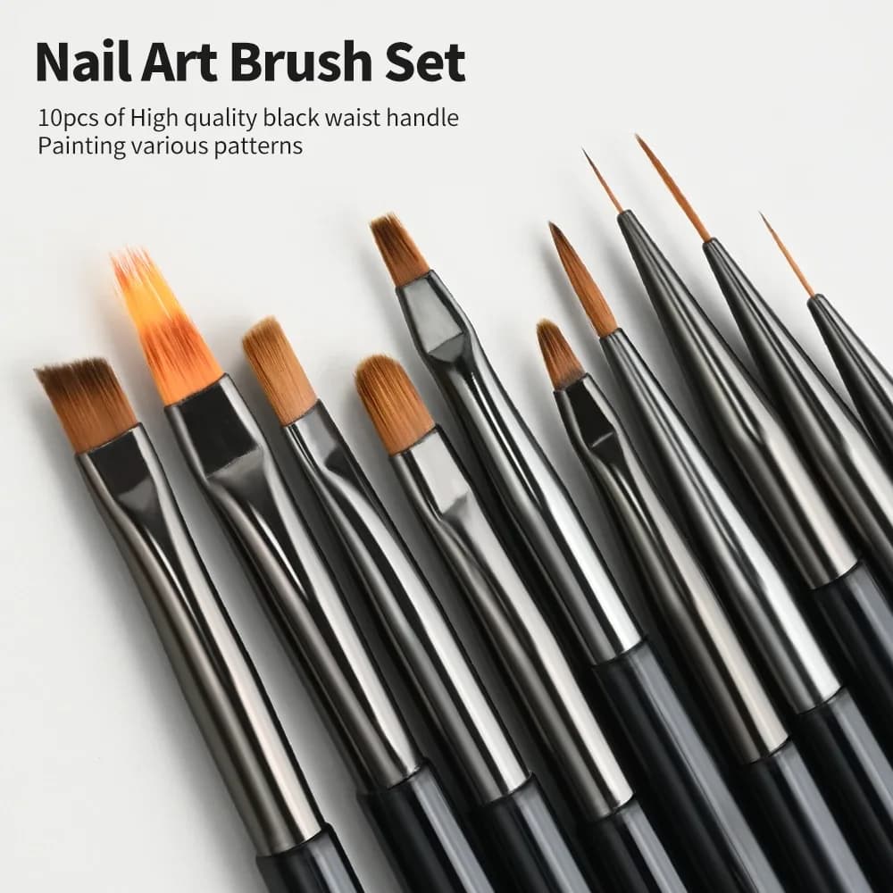 10‑Piece Nail Art Pen Brush Set for UV Gel DIY