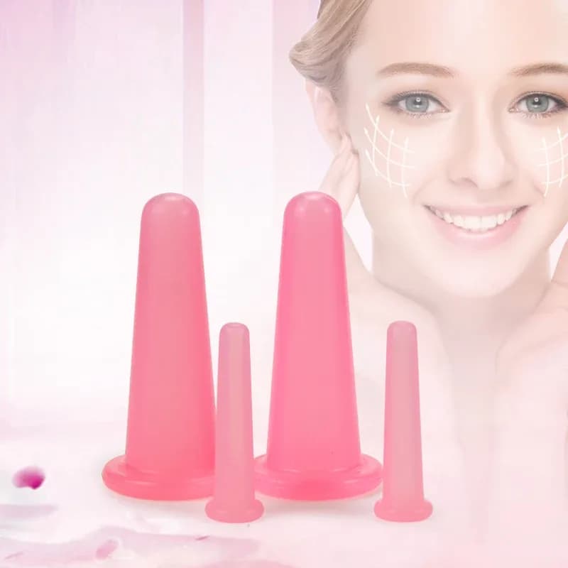 Silicone Facial Cupping Set – 4‑Piece Vacuum Massage Kit