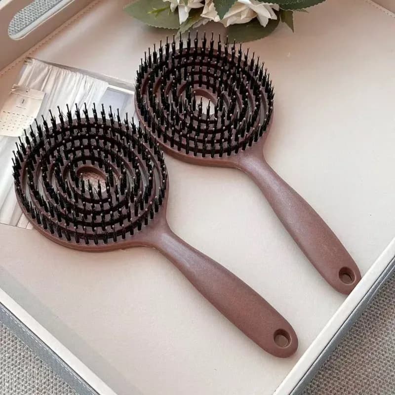 Boar Bristle Round Detangling Brush for Volume